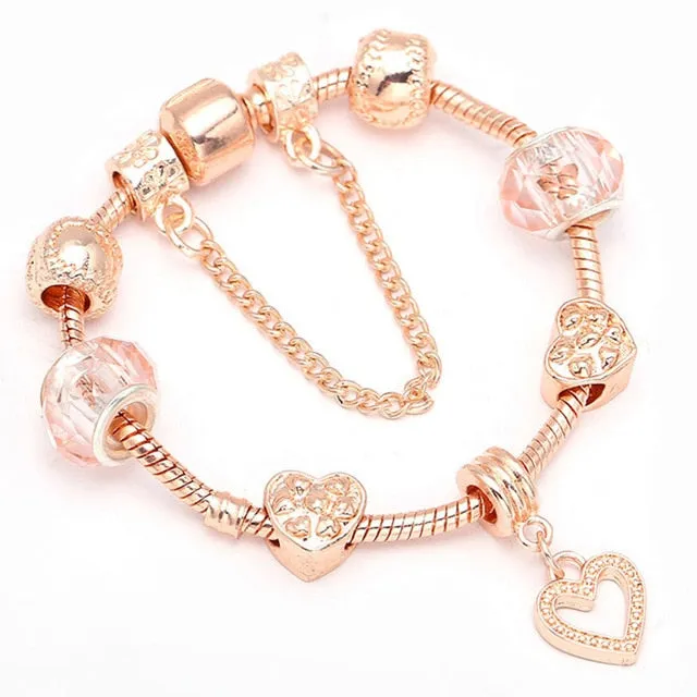 Luxury Bracelet Unique Rose Gold Crystal Charm
