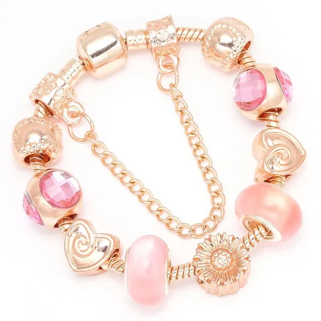 Luxury Bracelet Unique Rose Gold Crystal Charm