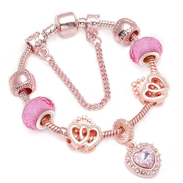 Luxury Bracelet Unique Rose Gold Crystal Charm