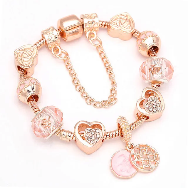 Luxury Bracelet Unique Rose Gold Crystal Charm