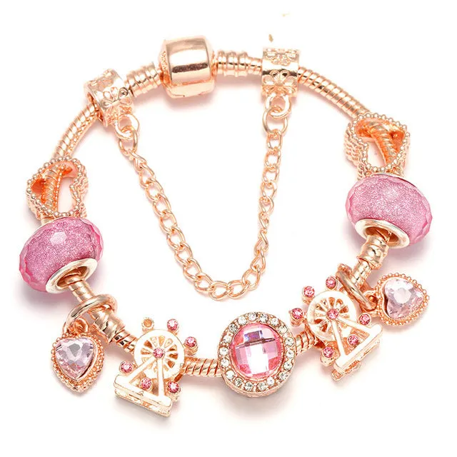 Luxury Bracelet Unique Rose Gold Crystal Charm