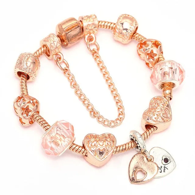 Luxury Bracelet Unique Rose Gold Crystal Charm