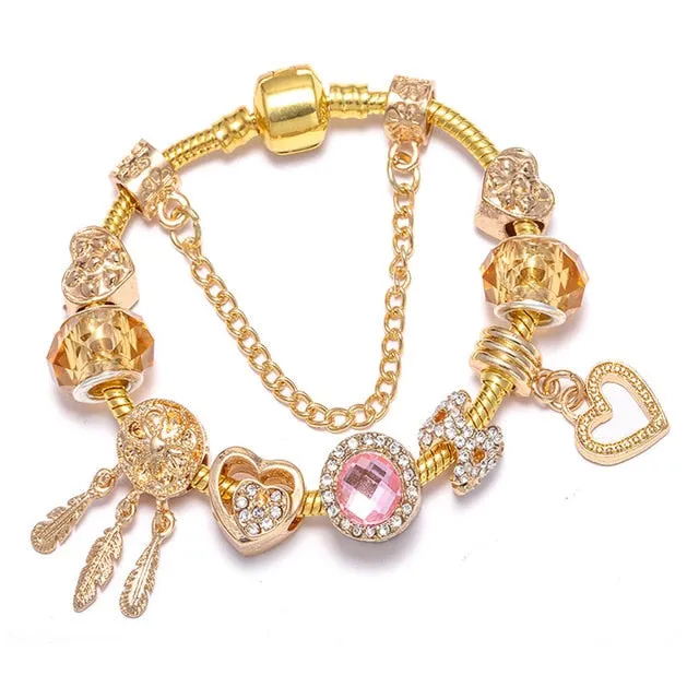 Luxury Bracelet Unique Rose Gold Crystal Charm