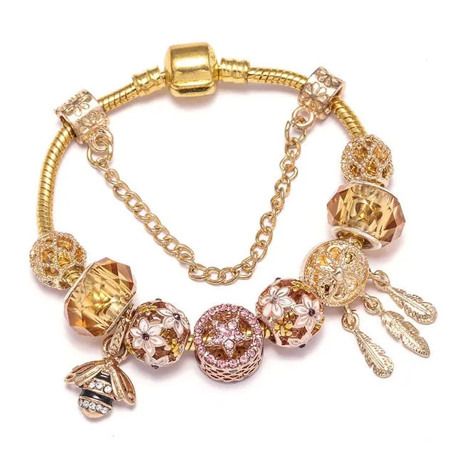 Luxury Bracelet Unique Rose Gold Crystal Charm
