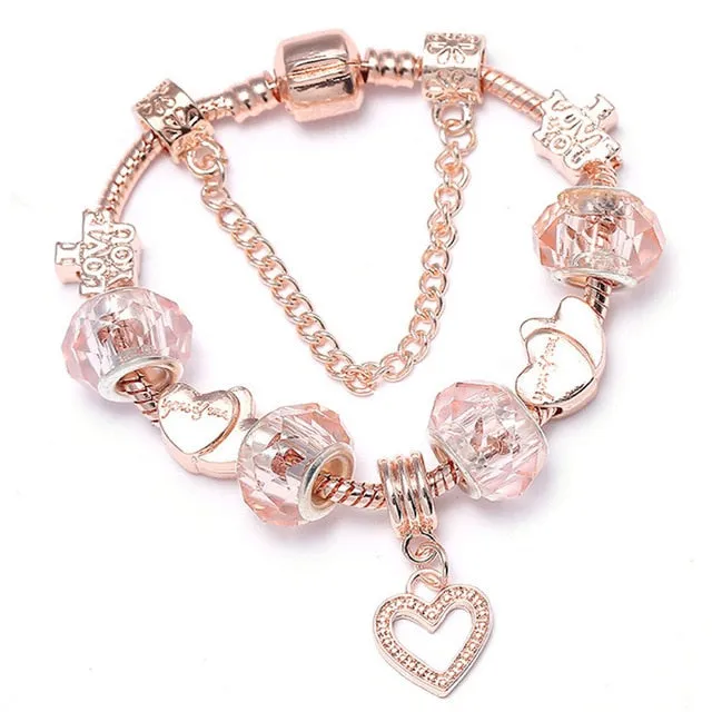 Luxury Bracelet Unique Rose Gold Crystal Charm