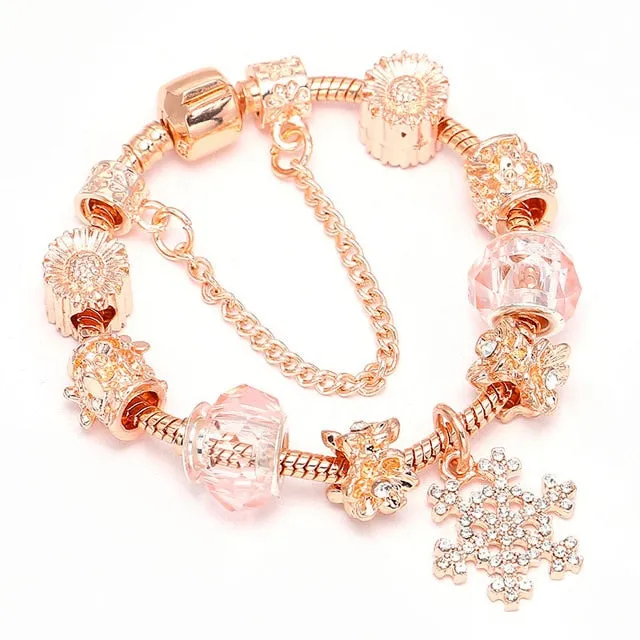 Luxury Bracelet Unique Rose Gold Crystal Charm