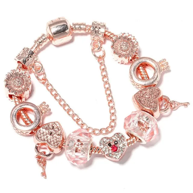 Luxury Bracelet Unique Rose Gold Crystal Charm