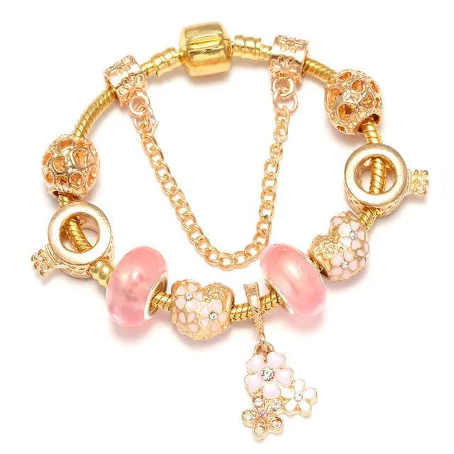 Luxury Bracelet Unique Rose Gold Crystal Charm