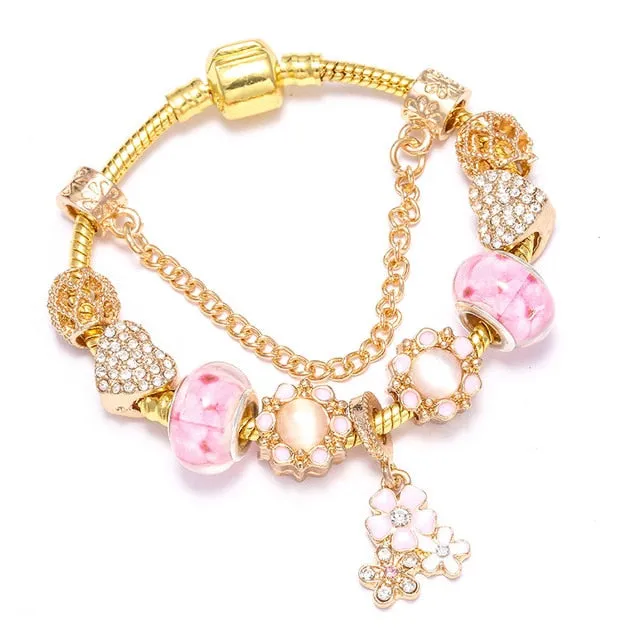 Luxury Bracelet Unique Rose Gold Crystal Charm