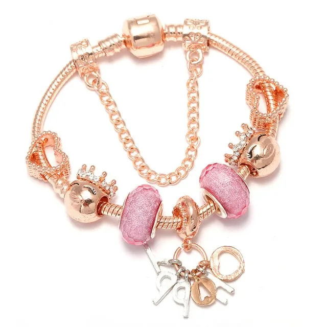 Luxury Bracelet Unique Rose Gold Crystal Charm