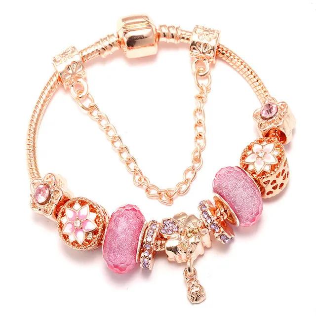 Luxury Bracelet Unique Rose Gold Crystal Charm