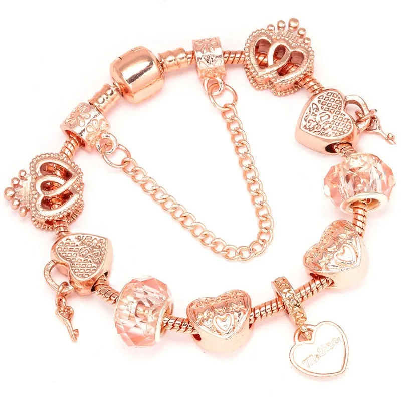 Luxury Bracelet Unique Rose Gold Crystal Charm