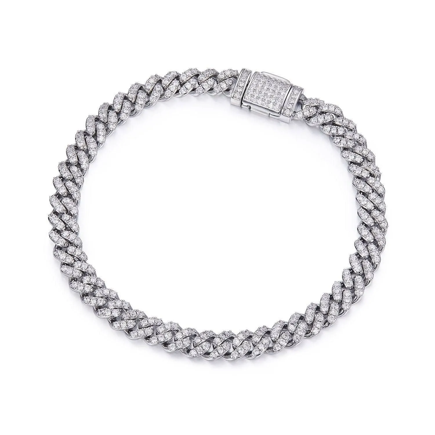 Luxury Hip Hop Full Pave Diamond Cuban Necklace and Bracelet