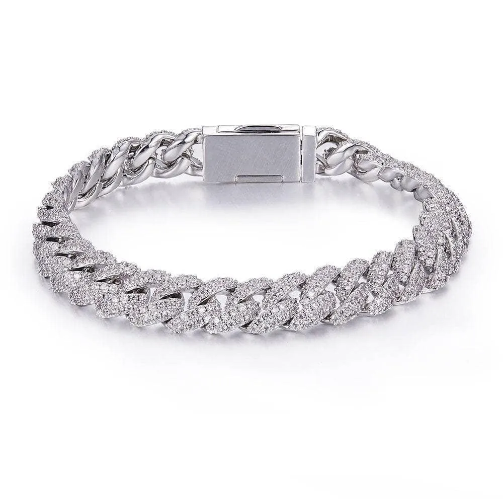 Luxury Hip Hop Full Pave Diamond Cuban Necklace and Bracelet