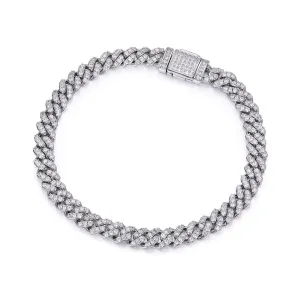 Luxury Hip Hop Full Pave Diamond Cuban Necklace and Bracelet