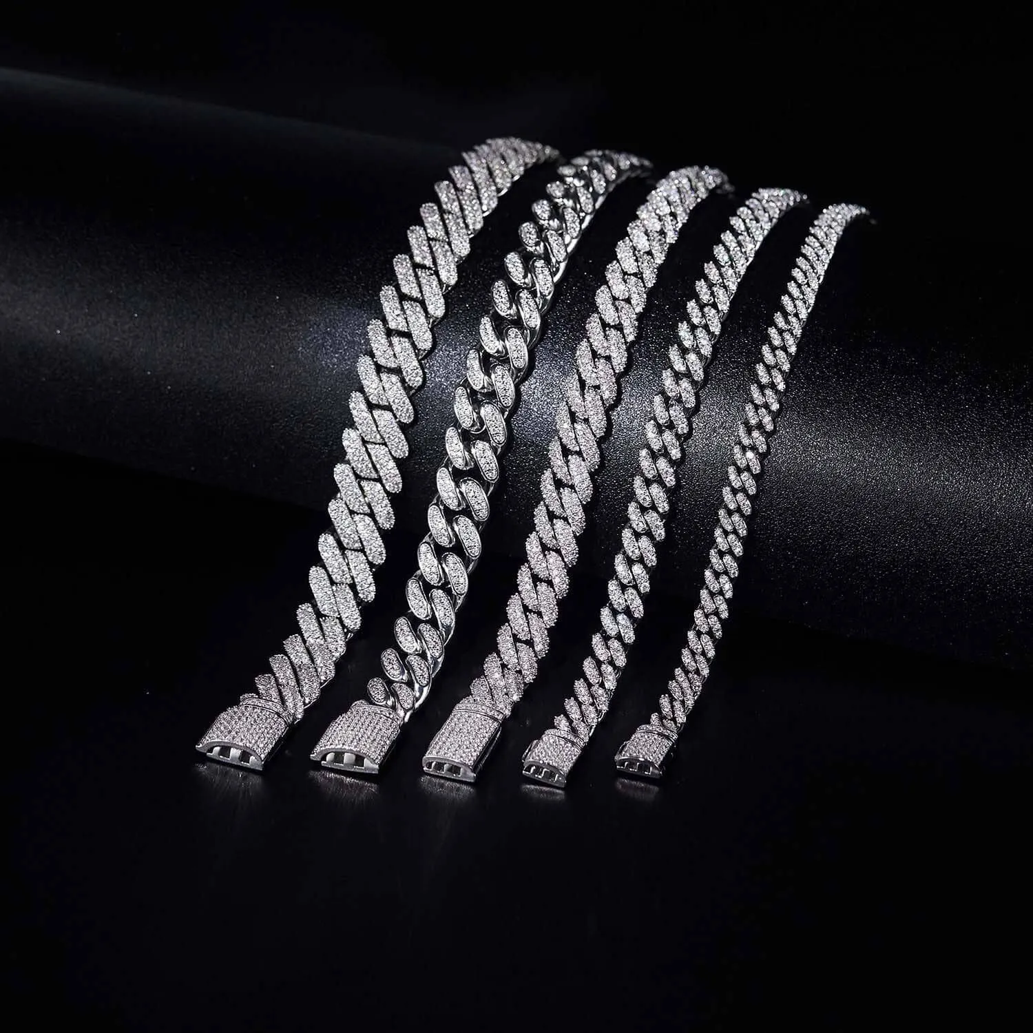 Luxury Hip Hop Full Pave Diamond Cuban Necklace and Bracelet