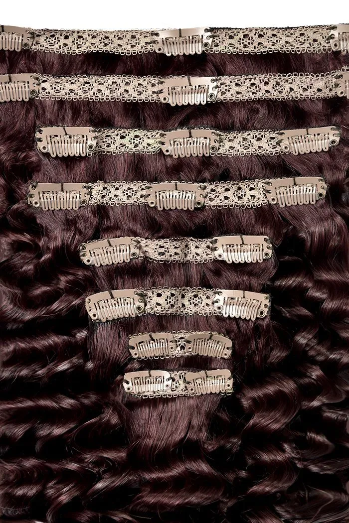 Mahogany Red (#99J) Curly Clip In Hair Extensions