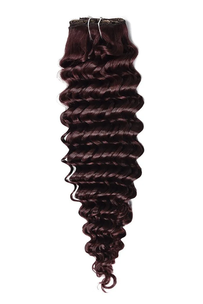Mahogany Red (#99J) Curly Clip In Hair Extensions