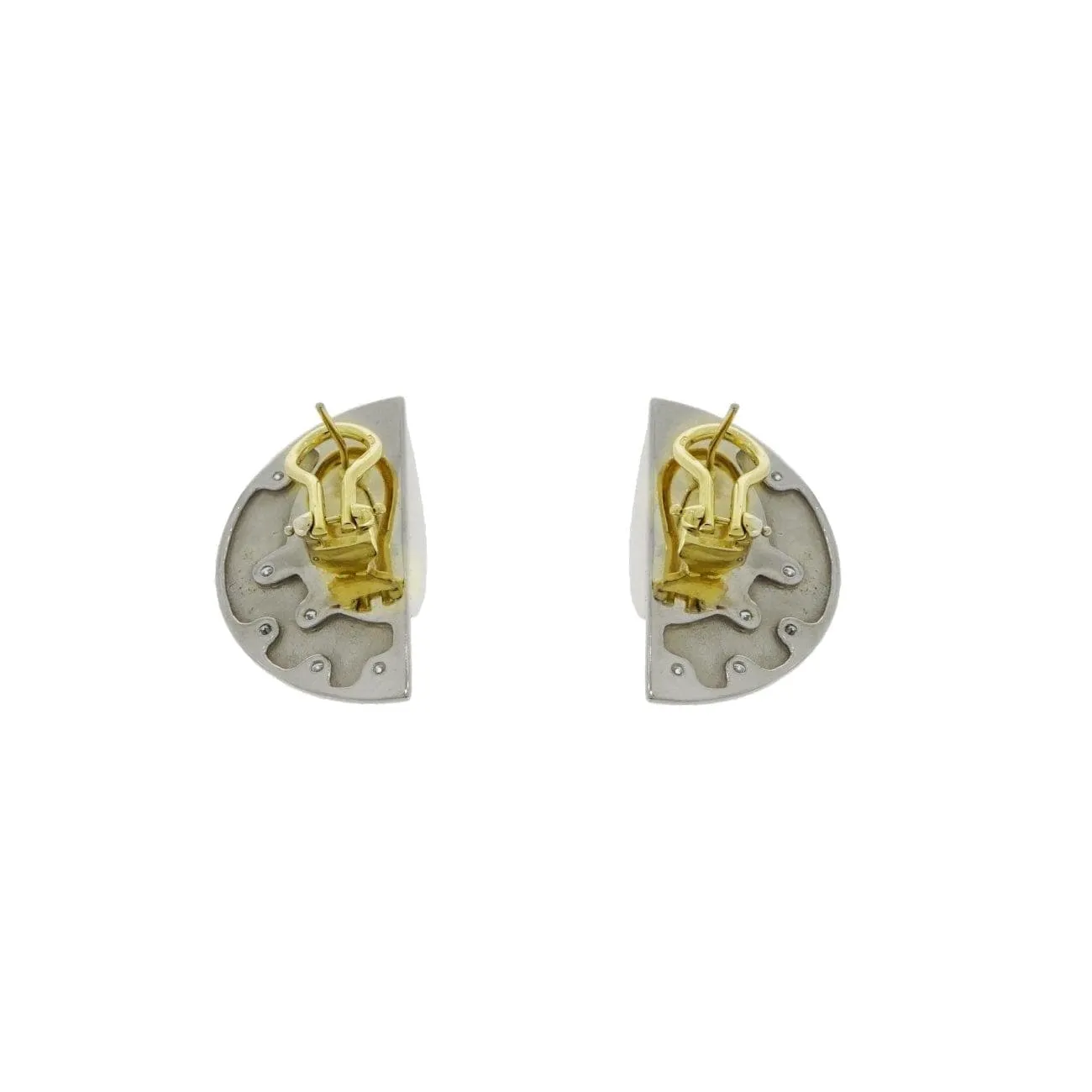 Manfredi 18K Yellow and White Gold Half Moon Diamond Earrings