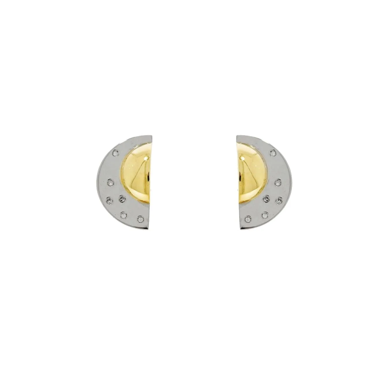 Manfredi 18K Yellow and White Gold Half Moon Diamond Earrings