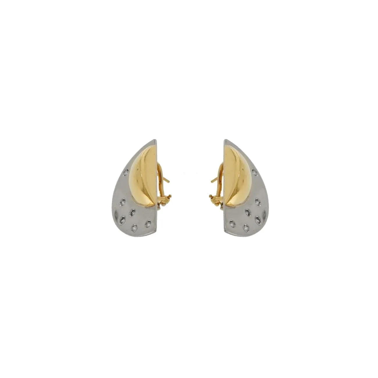Manfredi 18K Yellow and White Gold Half Moon Diamond Earrings