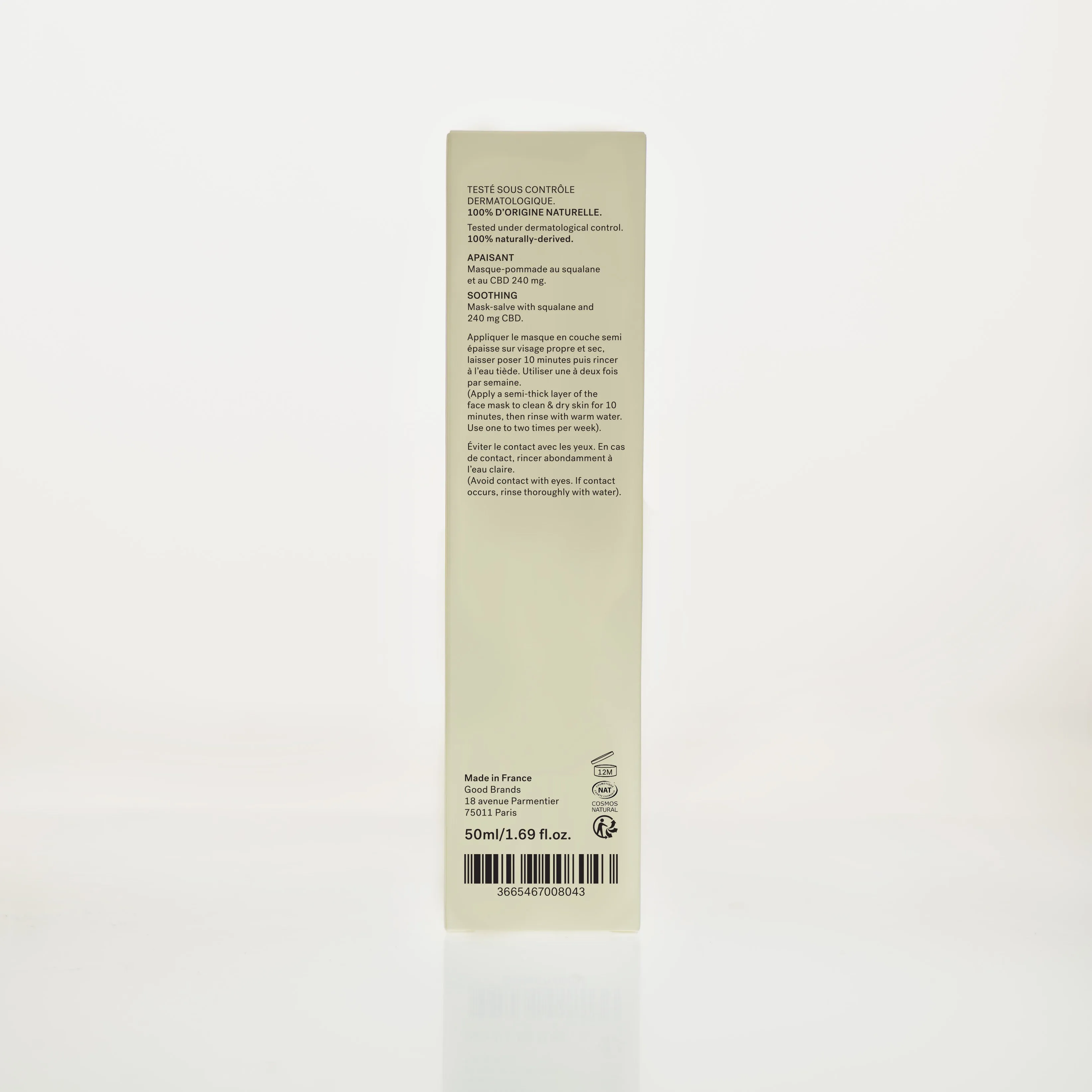 Masque-pommade peaux sensibles | au CBD 240 mg