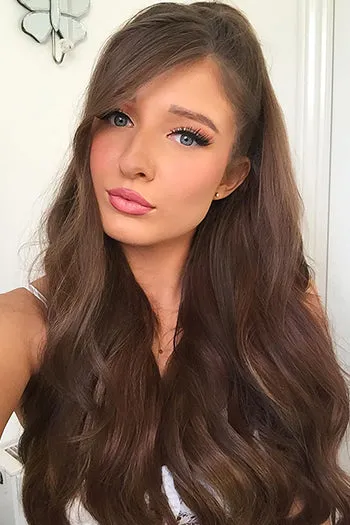 Medium Ash Brown (#8) Double Wefted Full Head Clip In Hair Extensions