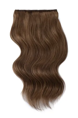 Medium Ash Brown (#8) Double Wefted Full Head Clip In Hair Extensions