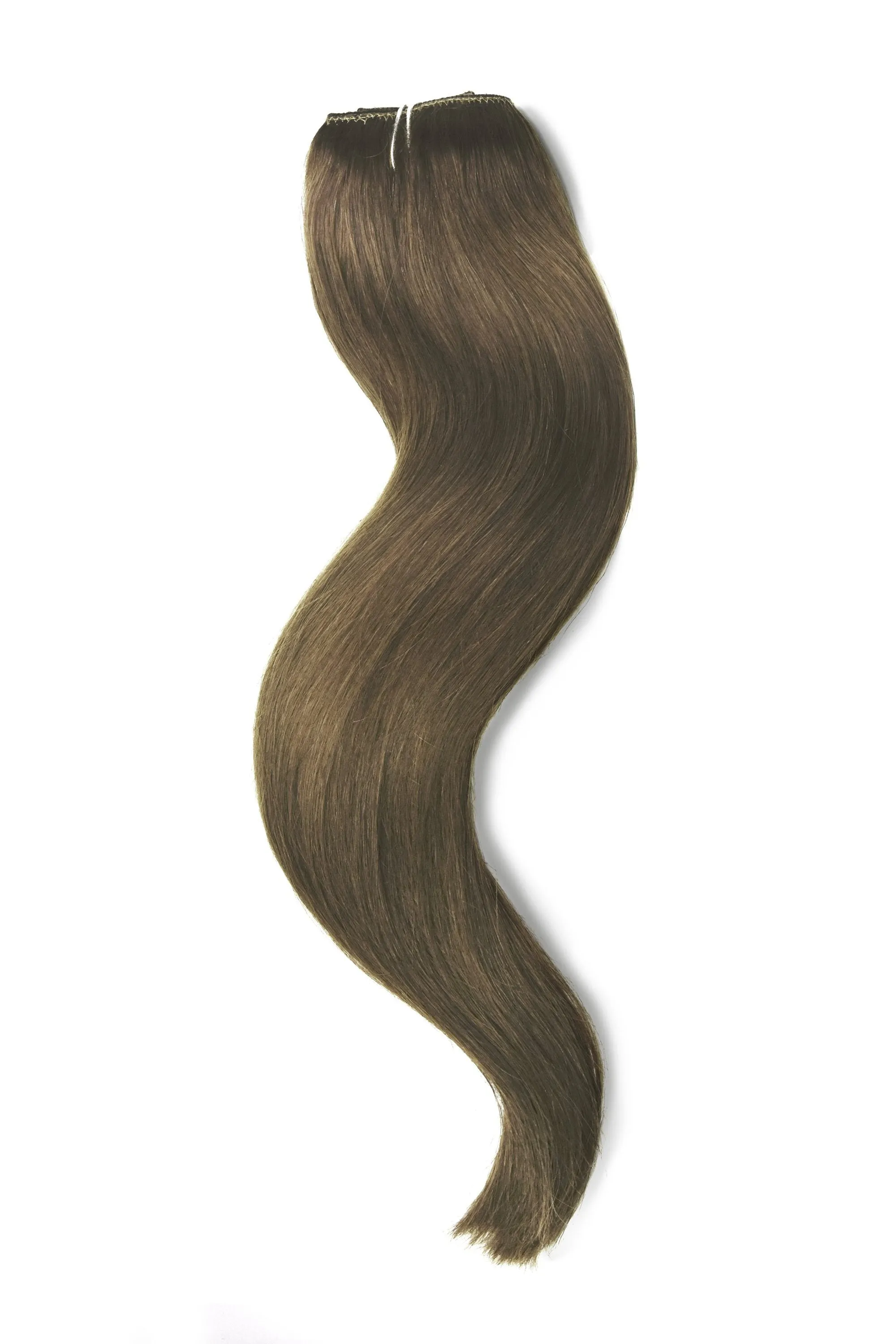 Medium Ash Brown (#8) Quad Weft Clip In One Piece Hair Extensions