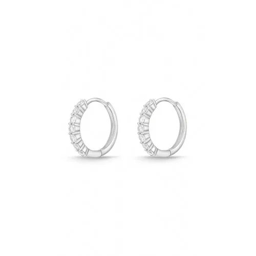 Memoire 18k White Gold Diamond Huggie Earrings