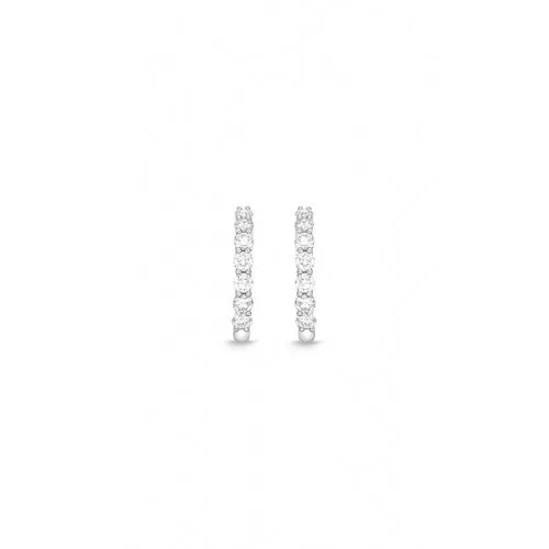 Memoire 18k White Gold Diamond Huggie Earrings