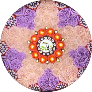 Michael Hunter 2021 Patterned Pink & Purple Rose Carpet Ground with Toucan Picture Murrine
