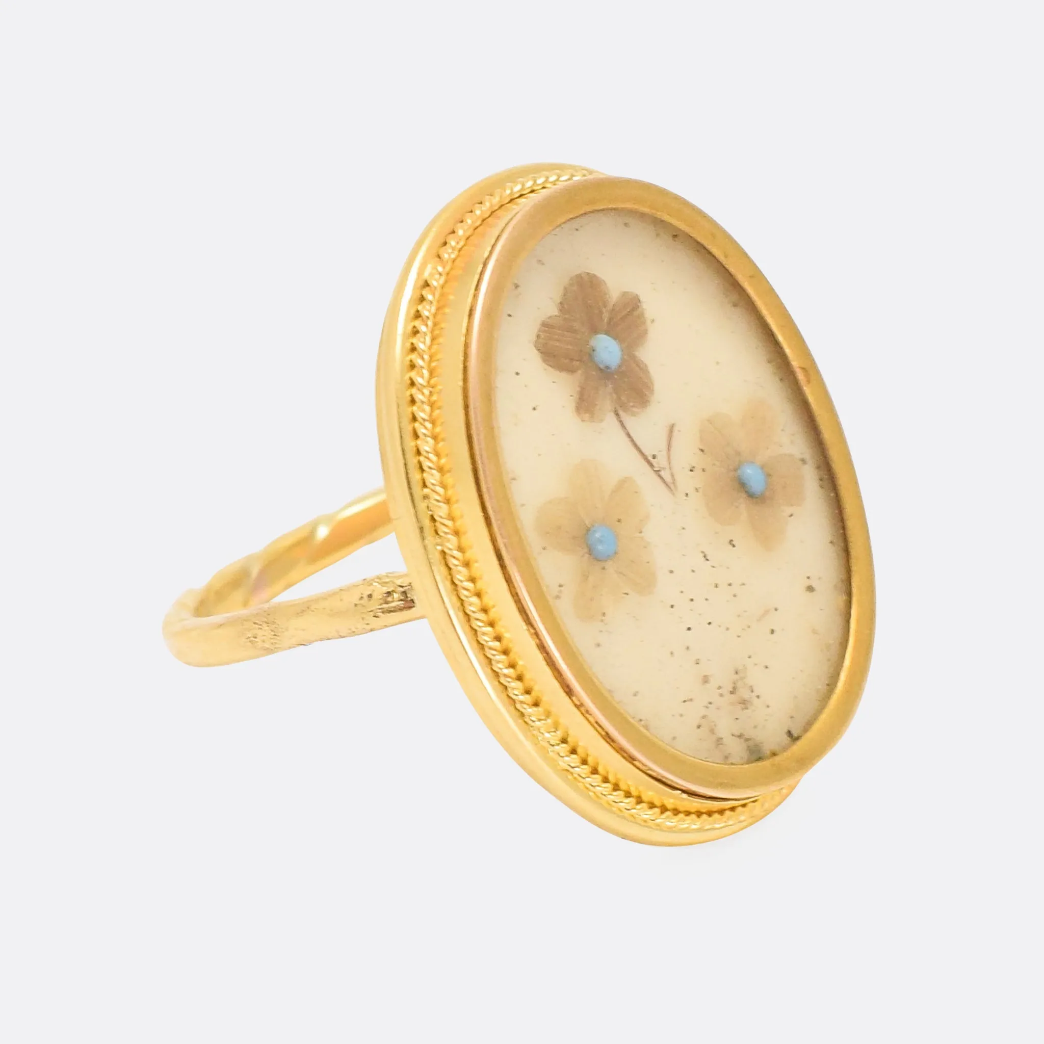 Mid-Victorian Turquoise Forget-Me-Not Memorial Ring
