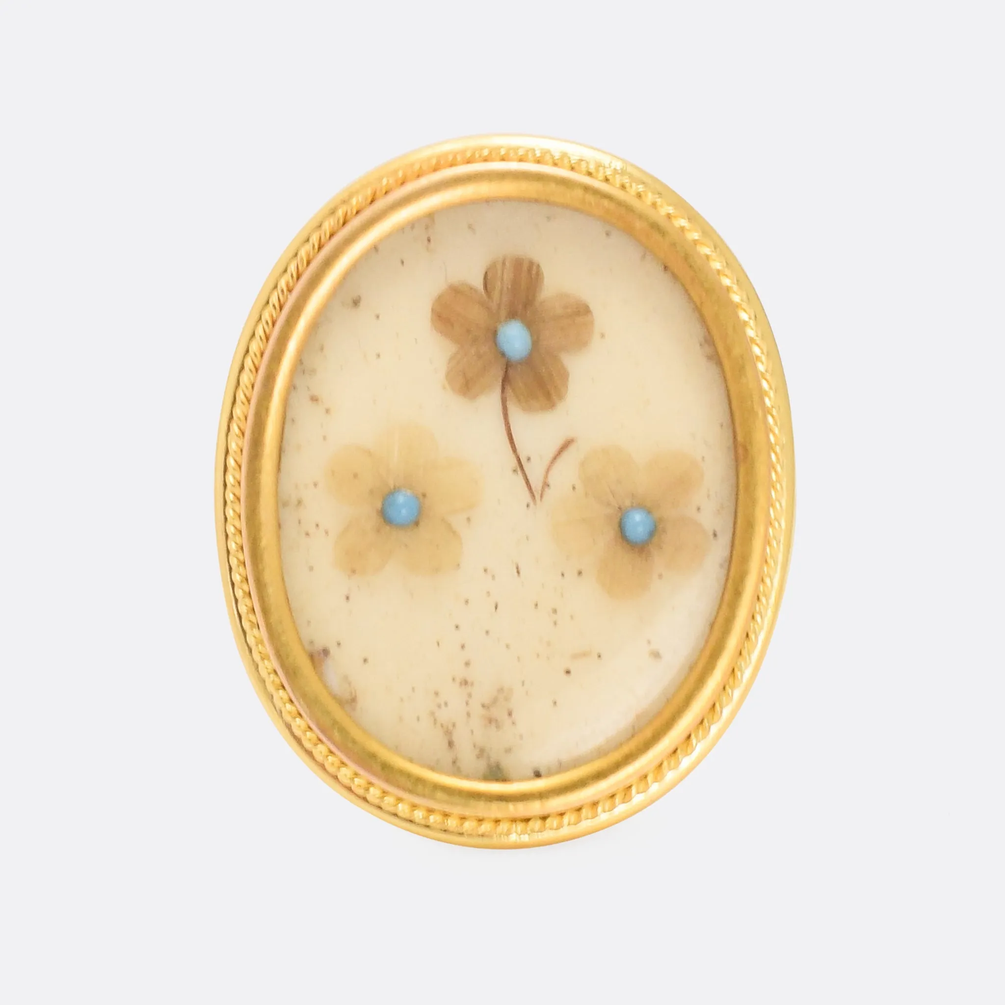 Mid-Victorian Turquoise Forget-Me-Not Memorial Ring