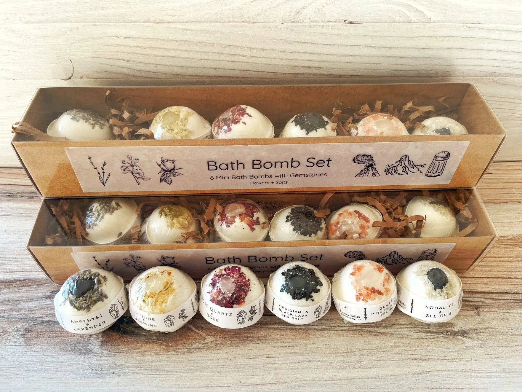Mini Bath Bomb Set | Set of Six | Flowers   Salts