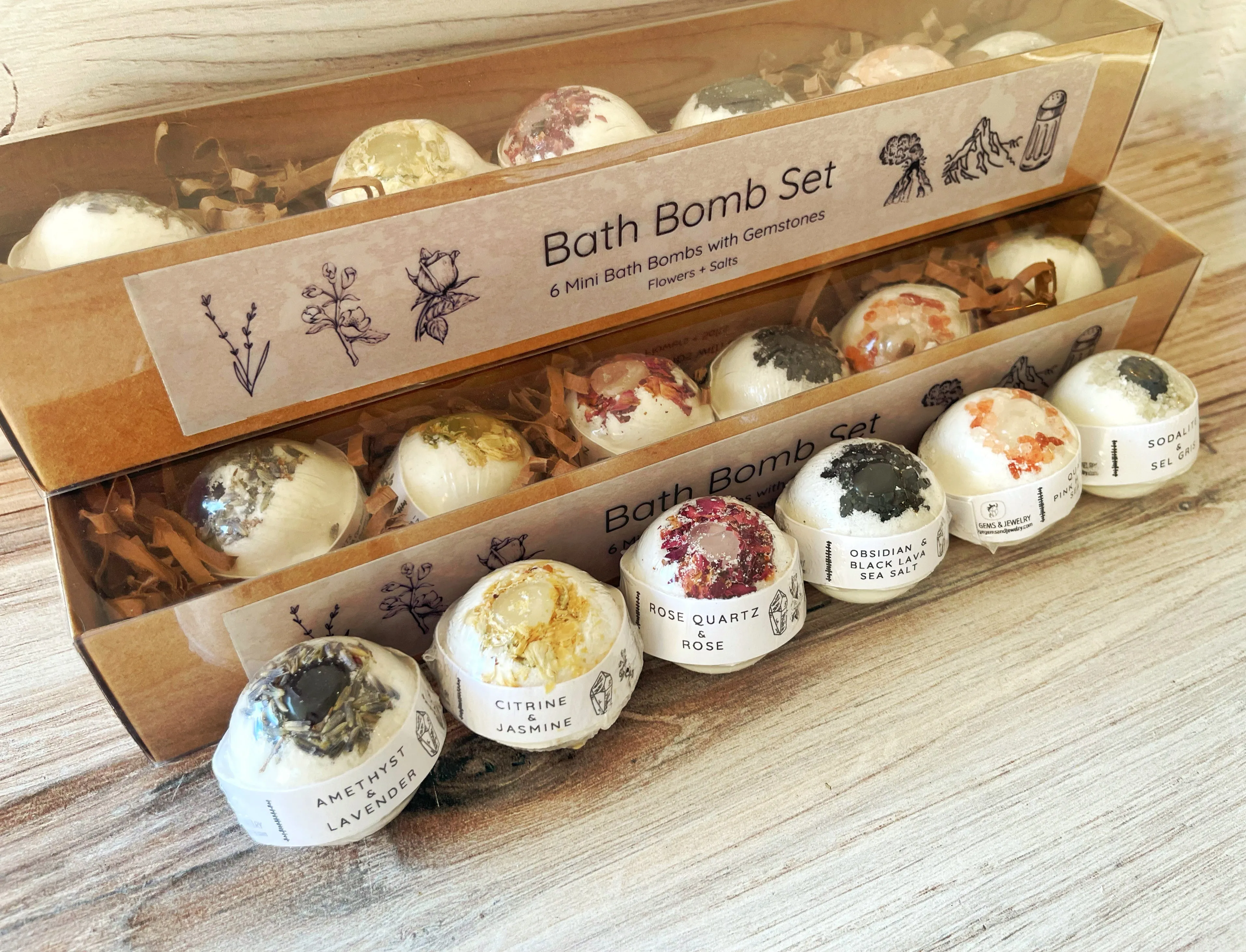Mini Bath Bomb Set | Set of Six | Flowers   Salts