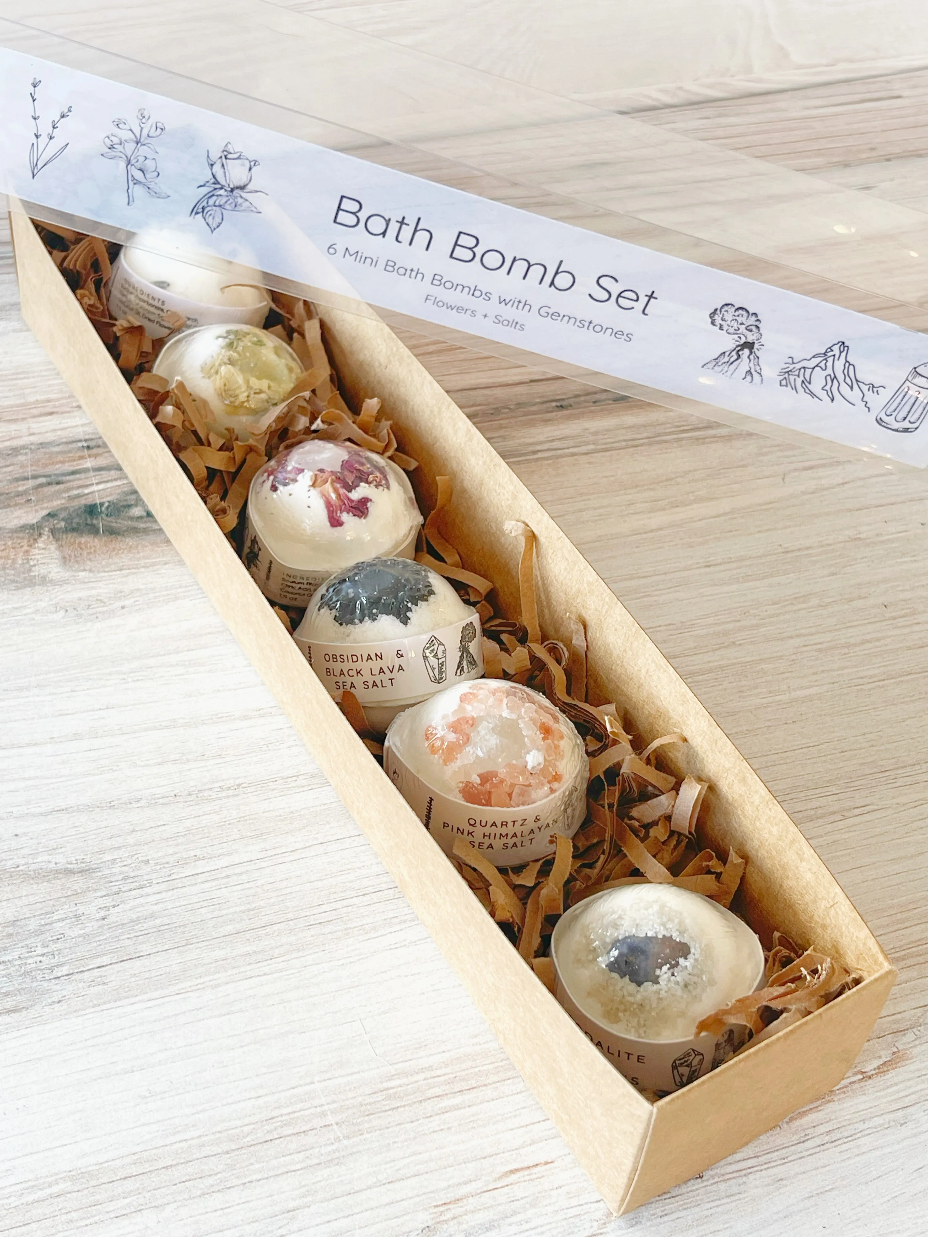 Mini Bath Bomb Set | Set of Six | Flowers   Salts