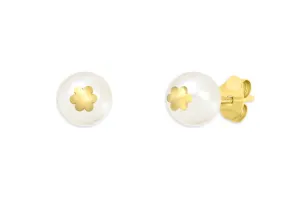 Mini Earrings 18kt Gold Pearls & Flowers Studs