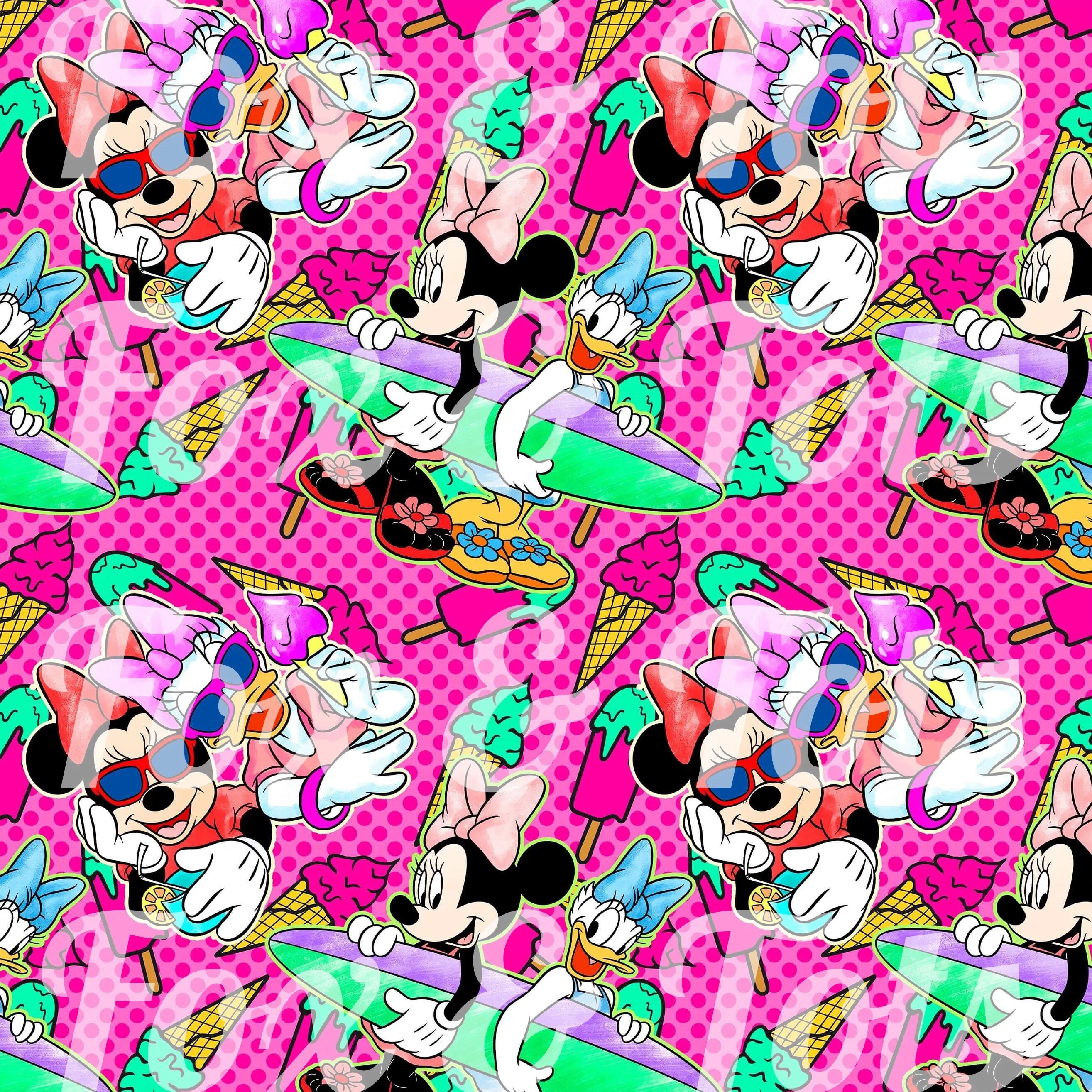 Minnie and Daisy Summer Fun Fabric