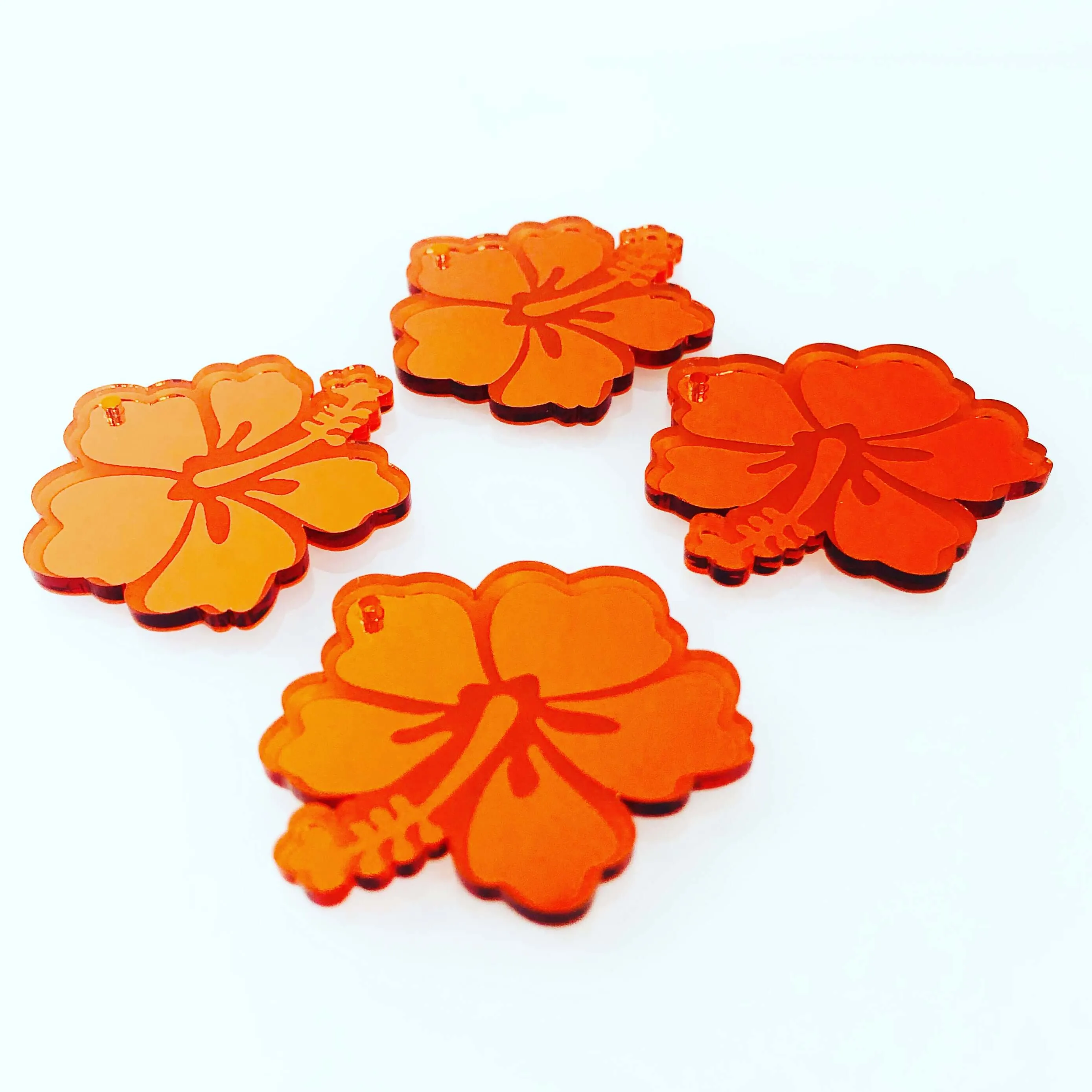 Mirror Hibiscus Flowers - 4 Pair Set