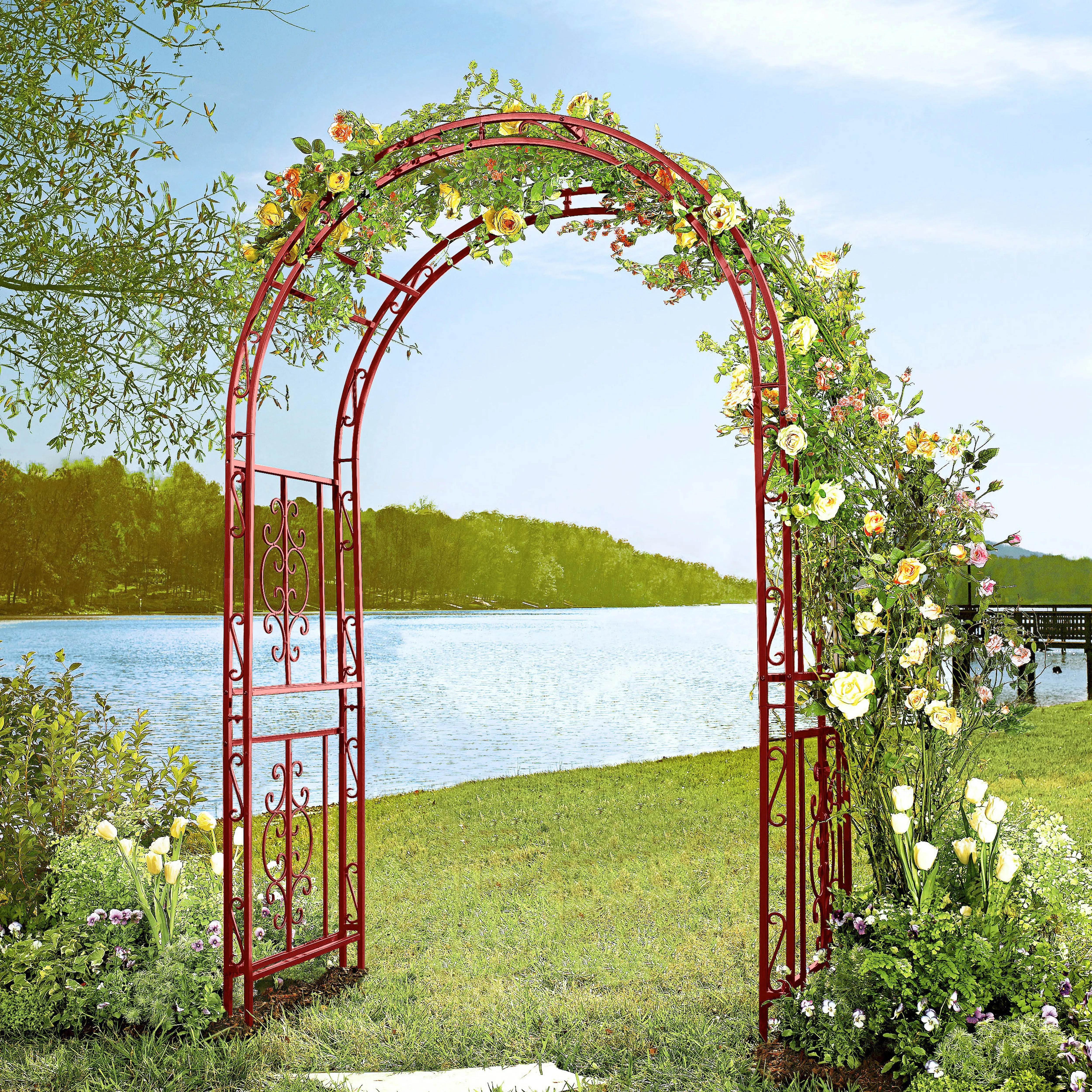 Montebello Iron Garden Arbor, Americana Red,47m2352rd