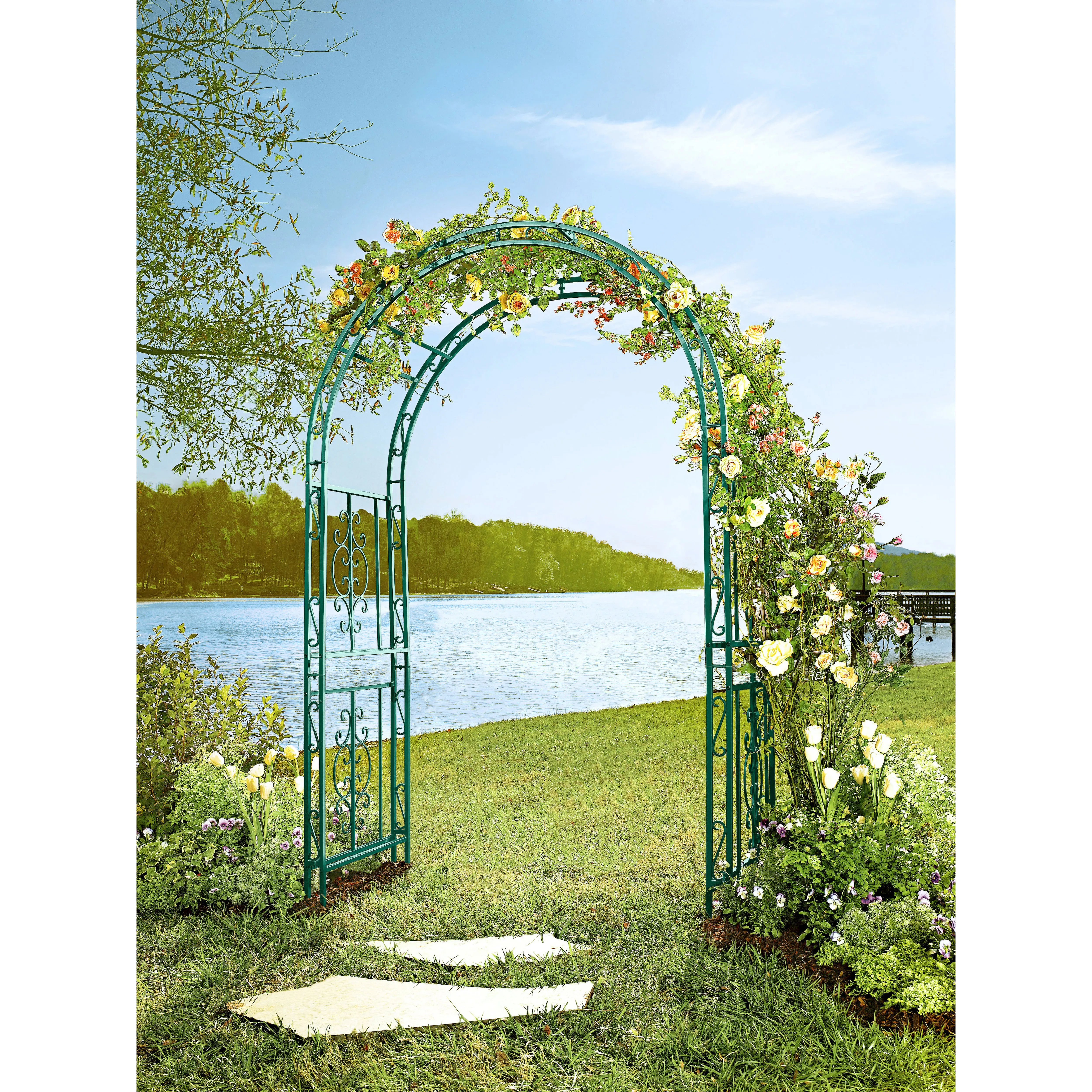 Montebello Iron Garden Arbor, Forest Green,47m2352gn