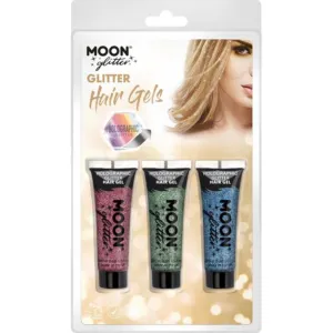 Moon Glitter Holographic Glitter Hair Gel, Pink, Green, Blue