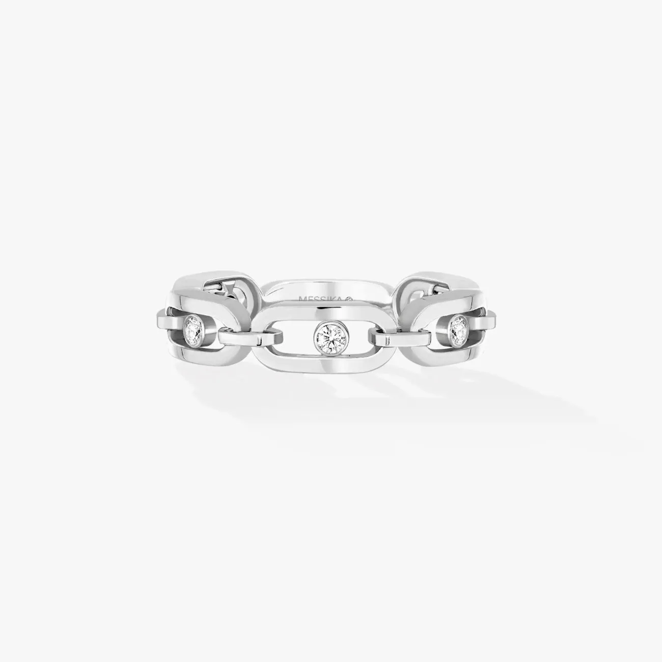 Move Link 18K White Gold Multi Diamond Ring