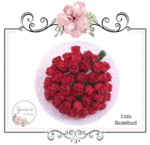 Mulberry Paper Flower ~ Red Hip Rosebud ~ 0.8mm-10mm x 5
