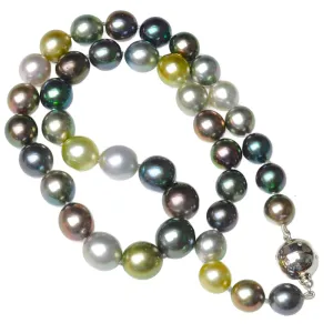 Multi Colored Tahitian Pearls with Diamond Clasp