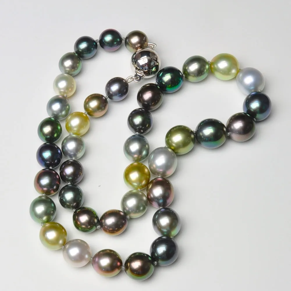 Multi Colored Tahitian Pearls with Diamond Clasp