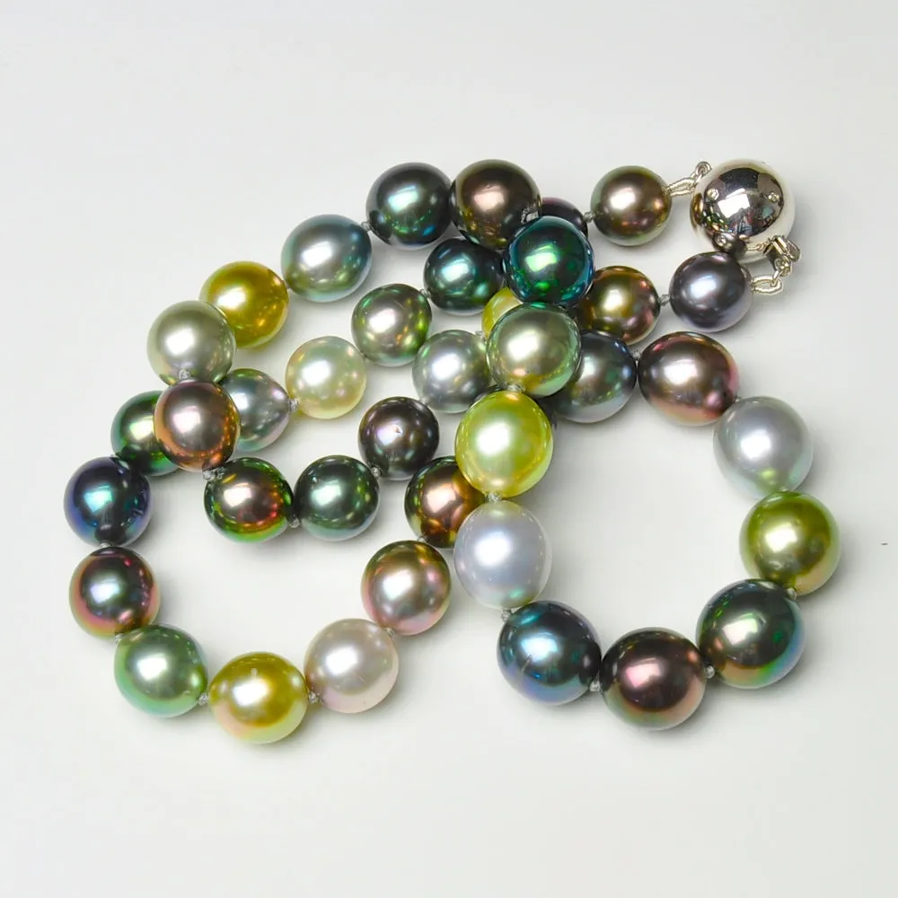 Multi Colored Tahitian Pearls with Diamond Clasp
