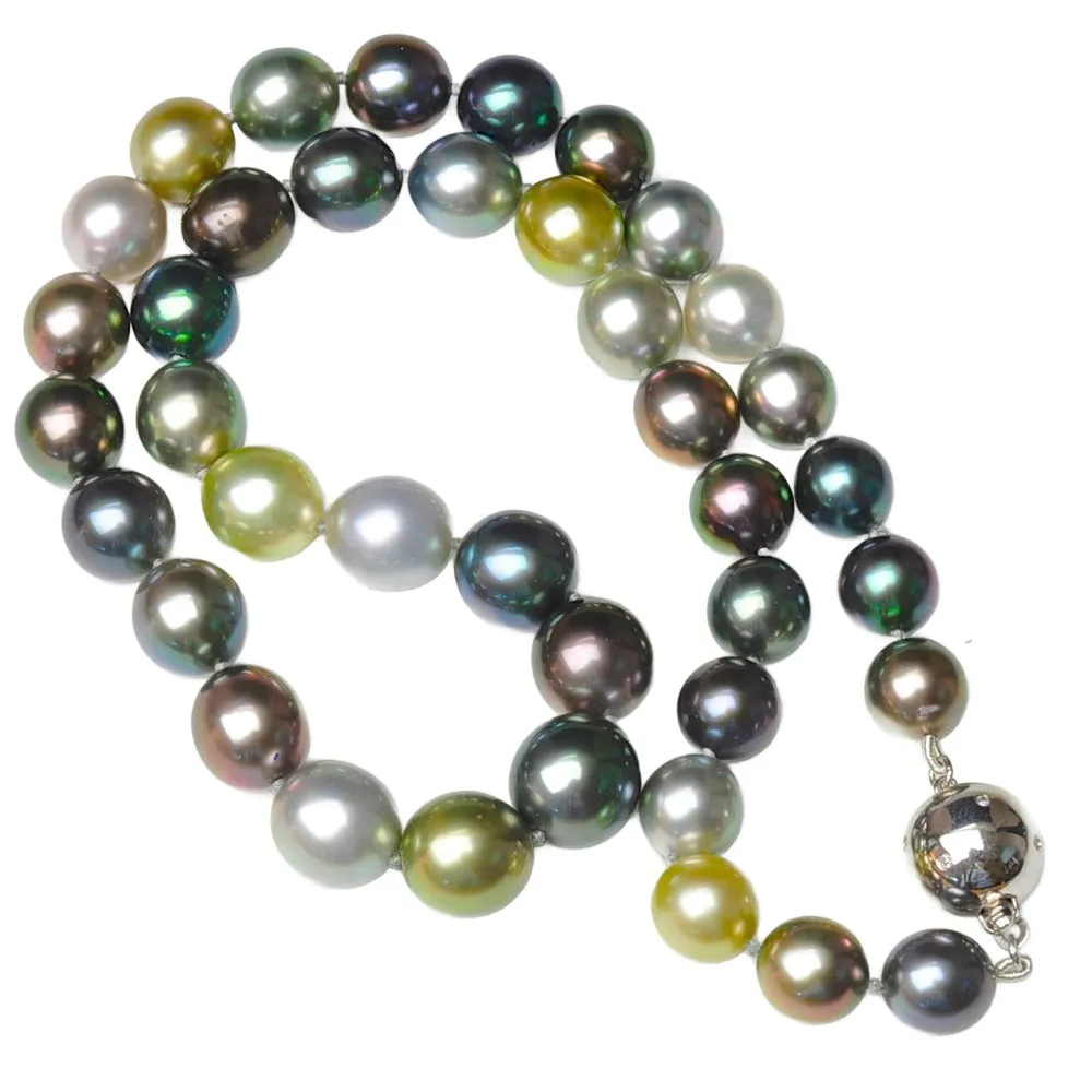 Multi Colored Tahitian Pearls with Diamond Clasp