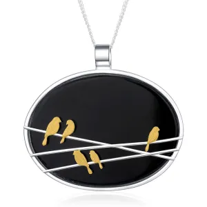 Natural Agate Lovely Birds Pendant